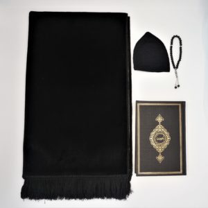 Premium Samt Gebetsteppich-Set Schwarz