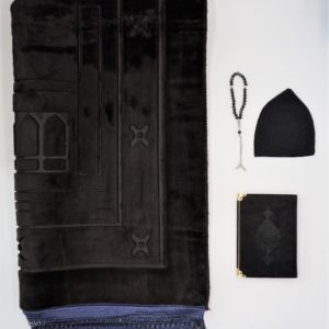 Luxus Herren XXL Gebetsteppich-Set Soft Schwarz