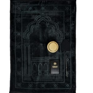 Luxus Herren XXL Gebetsteppich-Set Super-Soft Schwarz & Oud Bakhoor