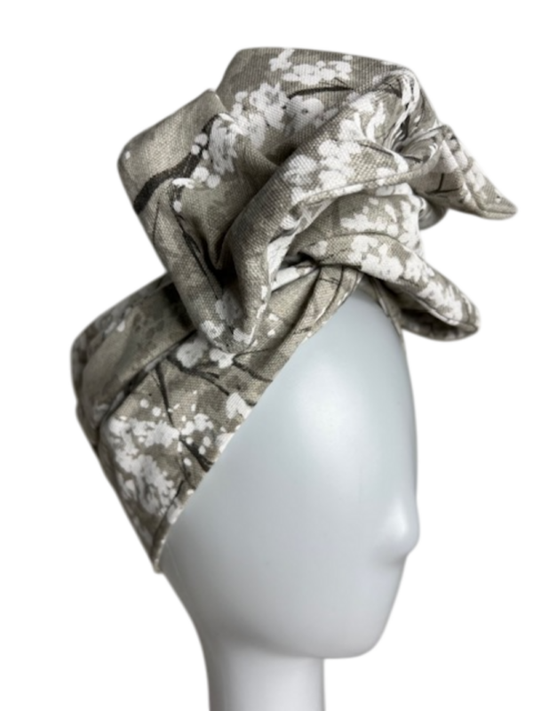 Handgefertigter Damen-Turban - Taupe Garden – Bild 3