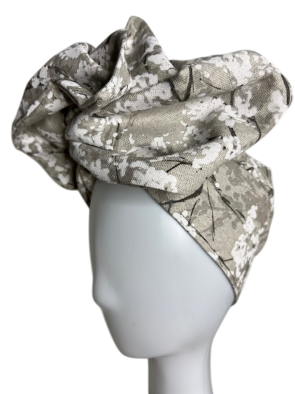Handgefertigter Damen-Turban - Taupe Garden – Bild 2