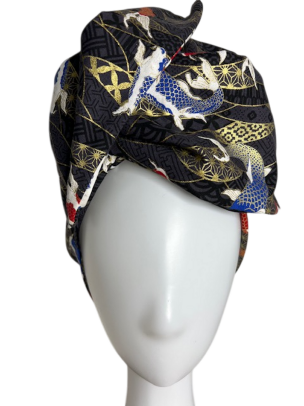 Handgefertigter Damen-Turban - Koi Symphony